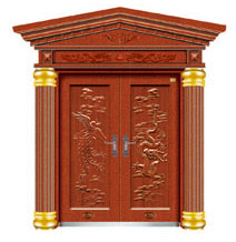 门业图片-皇家别墅门系列龙凤双开门（仿红铜浮雕板）PGS-7021图片