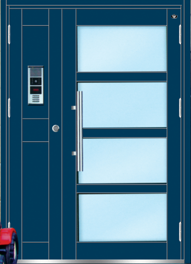 门业图片-氟碳漆楼宇门氟碳漆楼宇门JFX-10002（干涩蓝）图片