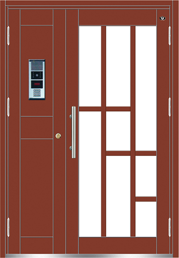 门业图片-氟碳漆楼宇门氟碳漆楼宇门JFX-10035(红铜色)图片