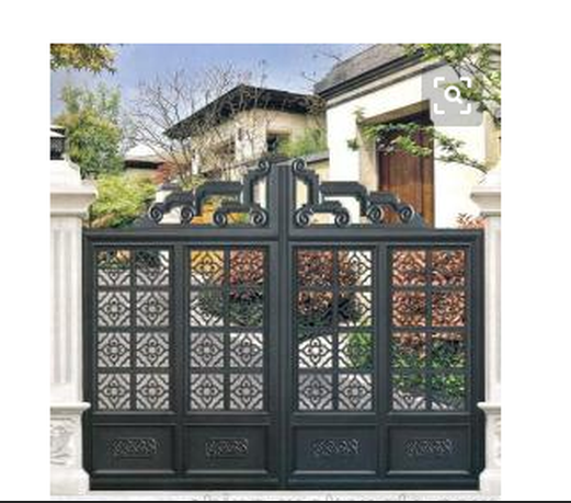 门业图片-平开门中式别墅围墙大门优雅铝艺门JH606图片