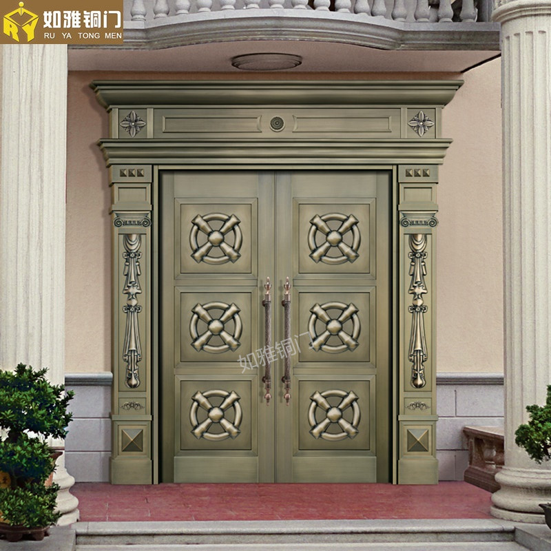 门业图片-如雅双开铜门供应上海铜门,别墅铜大门,防盗门1001图片