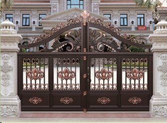门业图片-庭院大门系列铝艺电动大门-中式风格hym-01图片