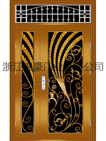 门业图片-不锈钢门(铁艺铸铝花)钛金JH-6015(铁艺铸铝花)钛金图片