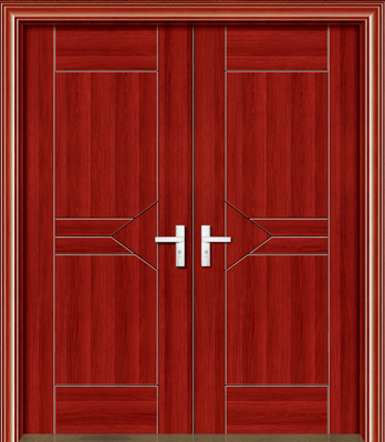 门业图片-钢木门系列XN-111红拼木图片