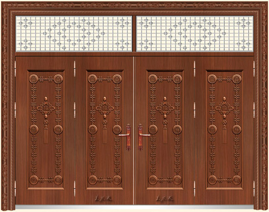 门业图片-非标大门-仿铜门优美中国结高级仿铜门MSY-720富贵吉祥四开门(仿紫铜)图片